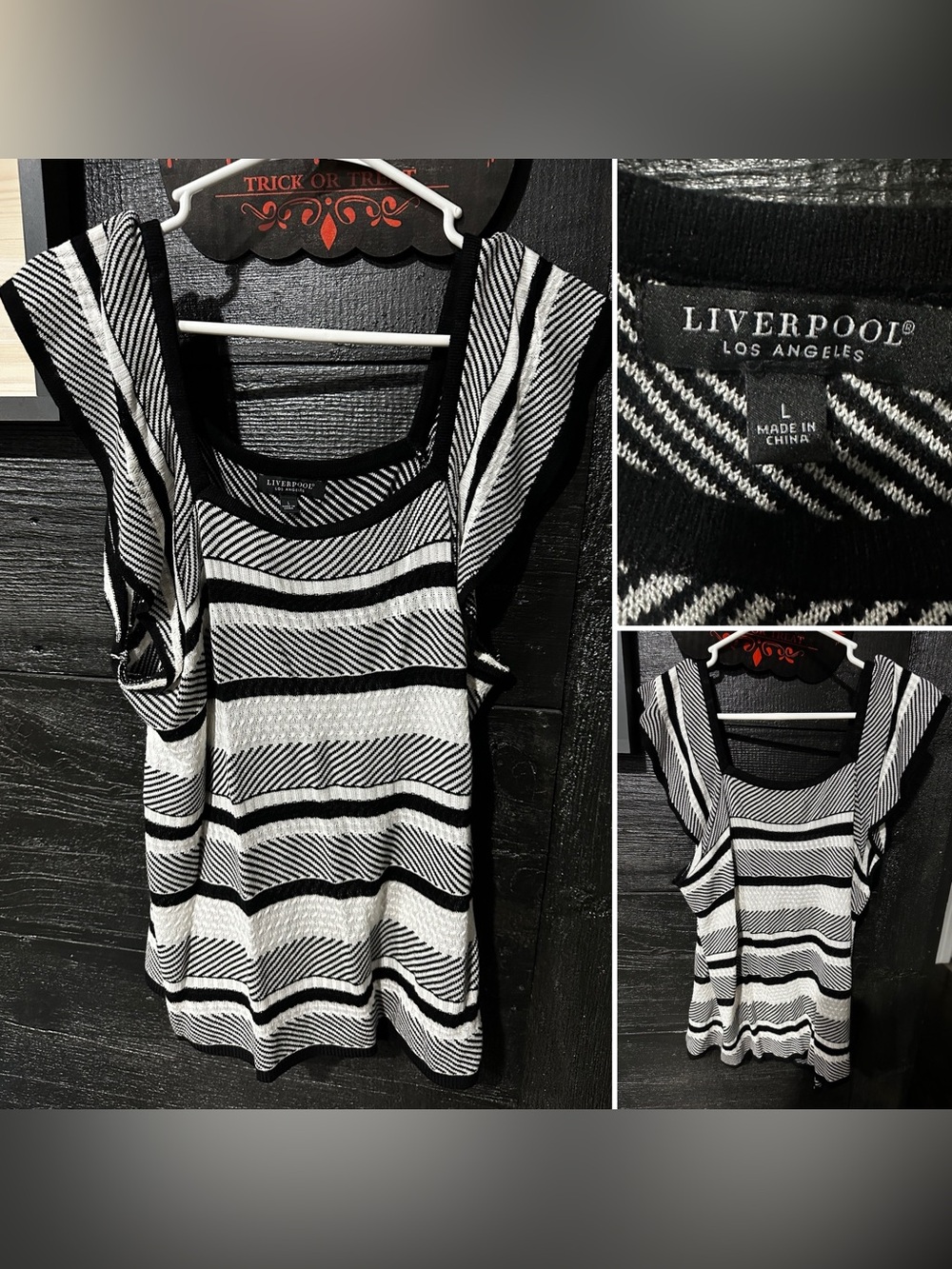 Women’s Black & White Striped Knit Top